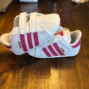 Adidas White and Pink Classic Sneakers